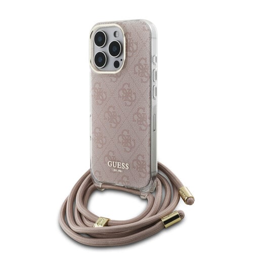 Guess Guess iPhone 16 Pro Back cover case - Crossbody cord 4G print - Pink
