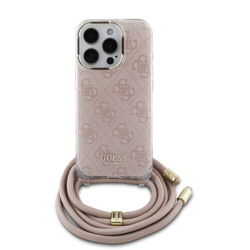 Guess Guess iPhone 16 Pro Back cover case - Crossbody cord 4G print - Pink