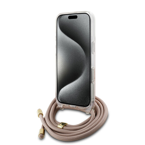 Guess Guess iPhone 16 Pro Back cover coque Crossbody cord 4G print - Rose