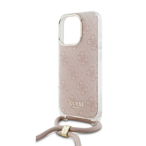 Guess Guess iPhone 16 Pro Back cover case - Crossbody cord 4G print - Pink