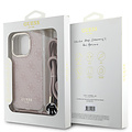 Guess Guess iPhone 16 Pro Backcover hoesje Crossbody cord 4G print - Roze