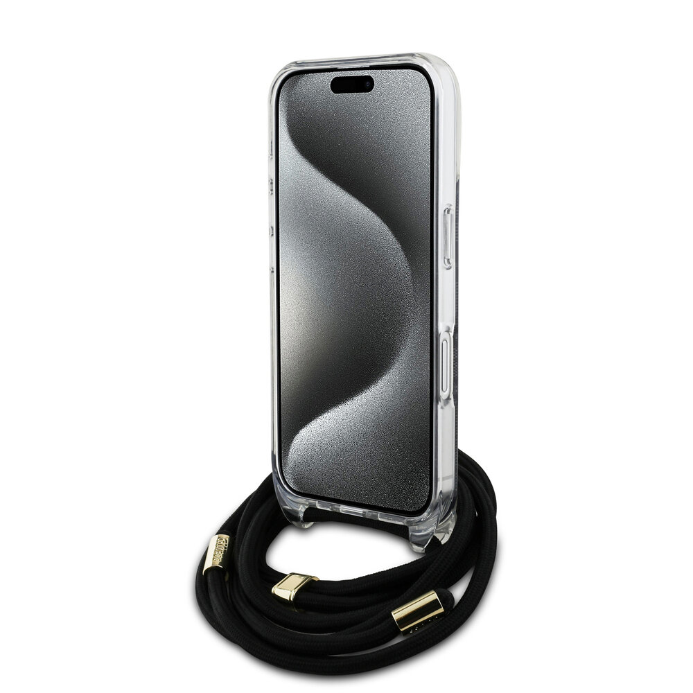 Guess Guess iPhone 16 Back cover coque Crossbody cord 4G print - Noir Guess Guess iPhone 16 Back cover coque Crossbody cord 4G print - Noir
