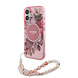 Guess Guess iPhone 16 Back cover coque Magsafe IML Flowers with pearl strap - Rose Guess Guess iPhone 16 Back cover coque Magsafe IML Flowers with pearl strap - Rose