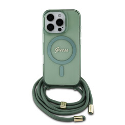Guess iPhone 16 Pro Max Back cover case - Magsafe IML crossbody cord script - Green