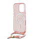 Guess Guess iPhone 16 Pro Max Back cover case - Magsafe IML crossbody cord script - Pink Guess Guess iPhone 16 Pro Max Back cover case - Magsafe IML crossbody cord script - Pink