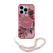 Guess Guess iPhone 16 Pro Max Backcover hoesje Magsafe IML Flowers with pearl strap - Roze Guess Guess iPhone 16 Pro Max Backcover hoesje Magsafe IML Flowers with pearl strap - Roze