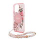 Guess Guess iPhone 16 Pro Max Backcover hoesje Magsafe IML Flowers with pearl strap - Roze Guess Guess iPhone 16 Pro Max Backcover hoesje Magsafe IML Flowers with pearl strap - Roze