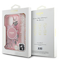 Guess Guess iPhone 16 Pro Max Backcover hoesje Magsafe IML Flowers with pearl strap - Roze