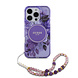 Guess Guess iPhone 16 Pro Max Back cover case - Magsafe IML Flowers with pearl strap - Purple Guess Guess iPhone 16 Pro Max Back cover case - Magsafe IML Flowers with pearl strap - Purple