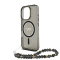 Guess Guess iPhone 16 Pro Max Backcover hoesje Magsafe ML Glitter with pearl strap - Zwart