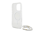 Guess Guess iPhone 16 Pro Max Back cover coque Magsafe ML Glitter with pearl strap - Transparent