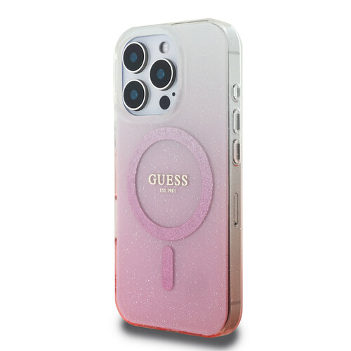 Guess Guess iPhone 16 Pro Max Back cover case - Magsafe IML glitter gradient - Pink