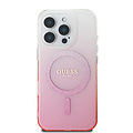 Guess Guess iPhone 16 Pro Max Backcover hoesje Magsafe IML glitter gradient - Roze