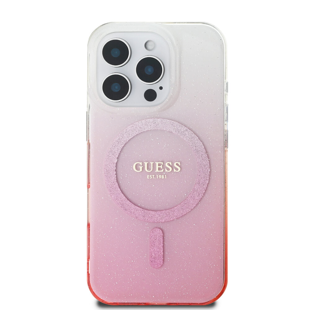 Guess Guess iPhone 16 Pro Max Back cover case - Magsafe IML glitter gradient - Pink Guess Guess iPhone 16 Pro Max Back cover case - Magsafe IML glitter gradient - Pink
