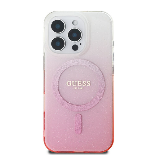 Guess Guess iPhone 16 Pro Max Back cover coque Magsafe IML glitter gradient - Rose