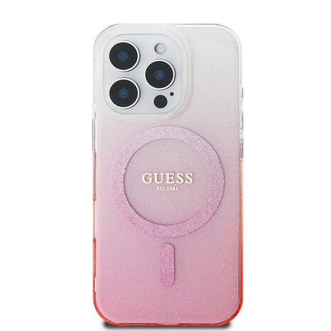 Guess Guess iPhone 16 Pro Max Back cover case - Magsafe IML glitter gradient - Pink Guess Guess iPhone 16 Pro Max Back cover case - Magsafe IML glitter gradient - Pink
