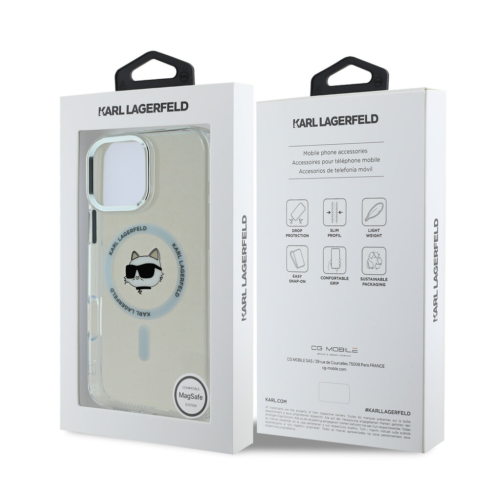 Karl Lagerfeld Karl Lagerfeld iPhone 16 Pro Back cover case - Magsafe IML metal choupette head - White Karl Lagerfeld Karl Lagerfeld iPhone 16 Pro Back cover case - Magsafe IML metal choupette head - White