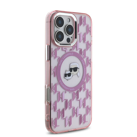 Karl Lagerfeld Karl Lagerfeld iPhone 16 Pro Backcover hoesje Magsafe IML metal monogram kc - Roze Karl Lagerfeld Karl Lagerfeld iPhone 16 Pro Backcover hoesje Magsafe IML metal monogram kc - Roze