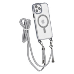 TUNIQ iPhone 12/12 Pro Backcover hoesje neck cord - magsafe - Grijs