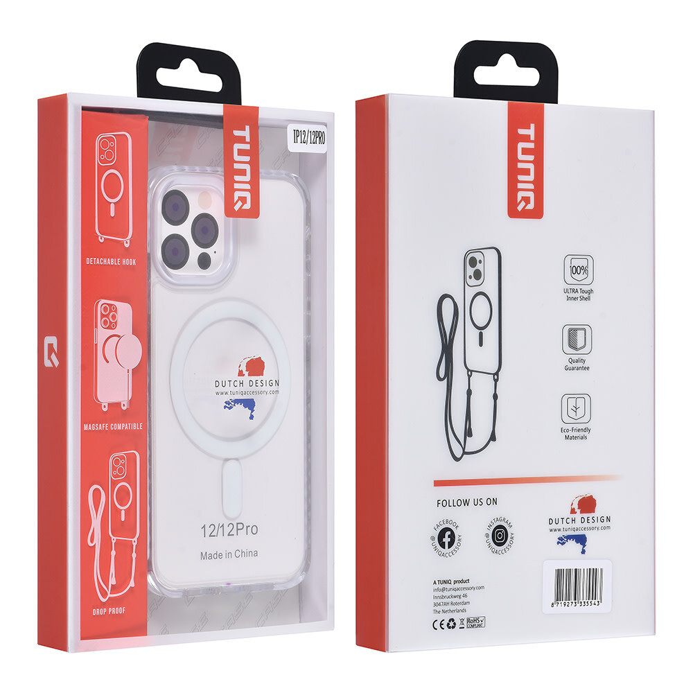 TUNIQ TUNIQ iPhone 12/12 Pro Back cover coque neck cord - magsafe - Blanc TUNIQ TUNIQ iPhone 12/12 Pro Back cover coque neck cord - magsafe - Blanc