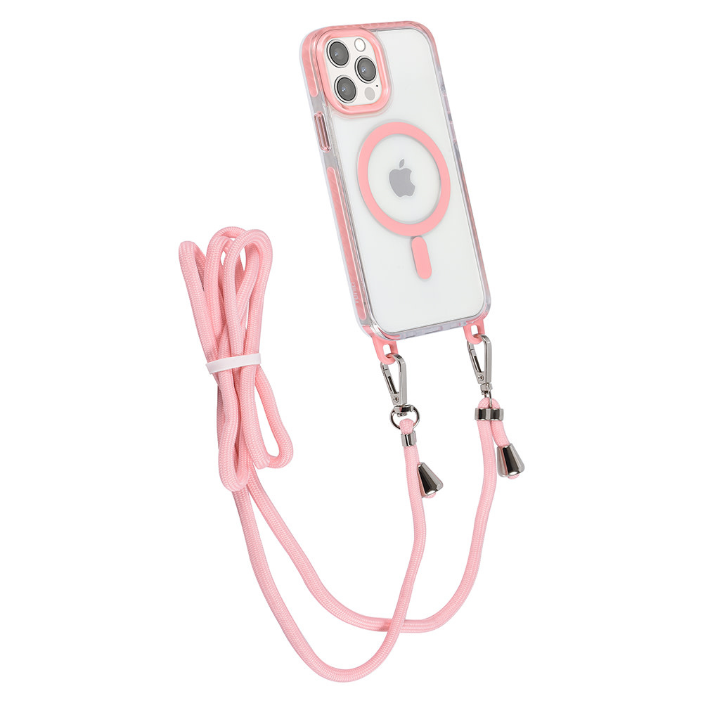 TUNIQ TUNIQ iPhone 12/12 Pro Backcover hoesje neck cord - magsafe - Roze