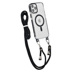 TUNIQ iPhone 12 Pro Max Back cover coque neck cord - magsafe - Noir