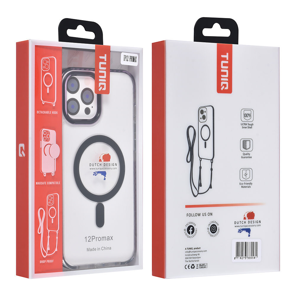 TUNIQ TUNIQ iPhone 12 Pro Max Back cover coque neck cord - magsafe - Noir TUNIQ TUNIQ iPhone 12 Pro Max Back cover coque neck cord - magsafe - Noir