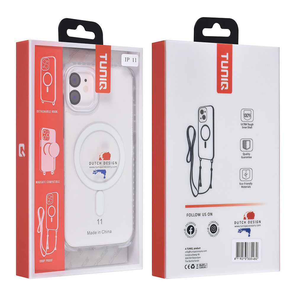 TUNIQ TUNIQ iPhone 11 Back-Cover hul - neck cord - magsafe - Weiß TUNIQ TUNIQ iPhone 11 Back-Cover hul - neck cord - magsafe - Weiß