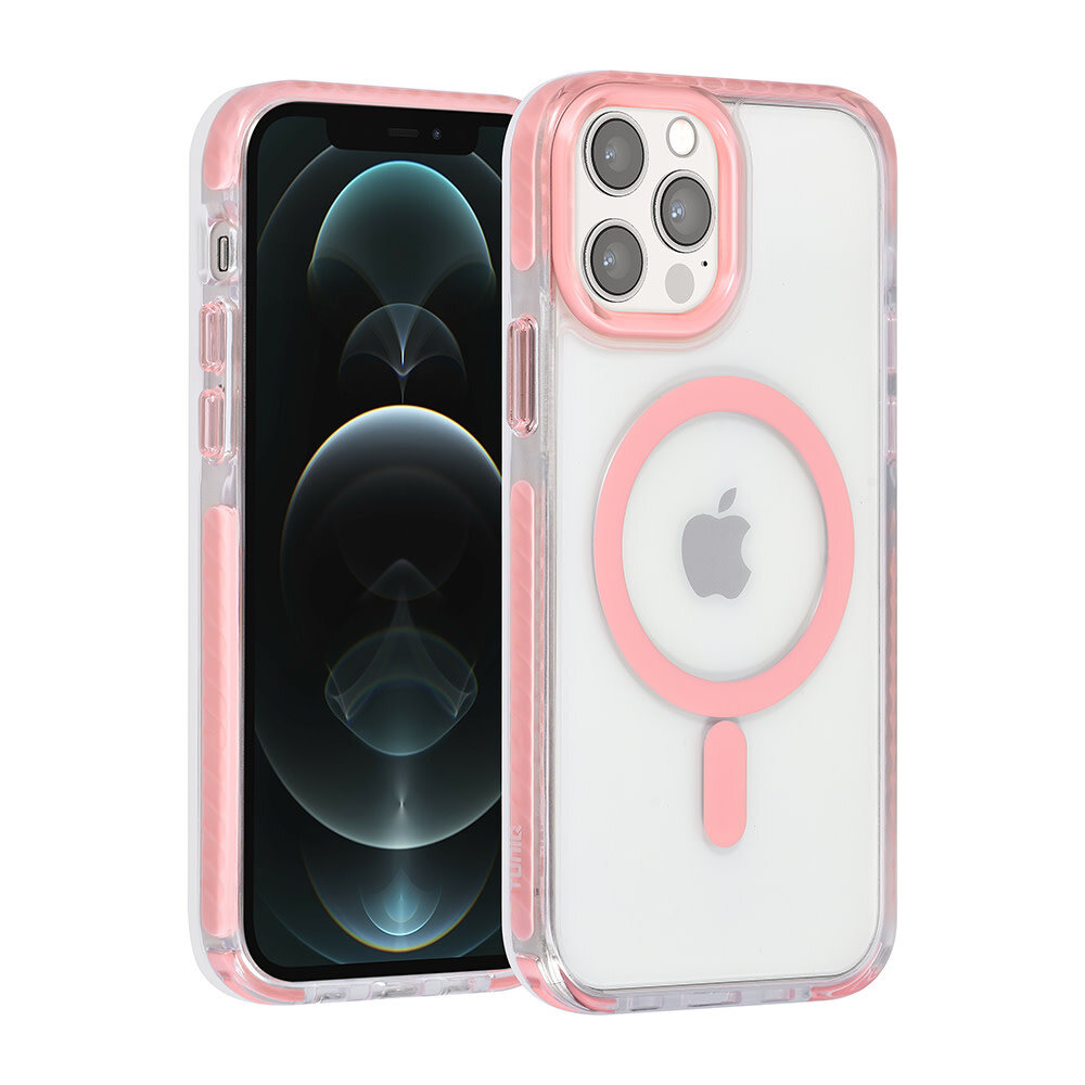 TUNIQ TUNIQ iPhone 12/12 Pro Back cover case - neck cord - magsafe - Pink TUNIQ TUNIQ iPhone 12/12 Pro Back cover case - neck cord - magsafe - Pink