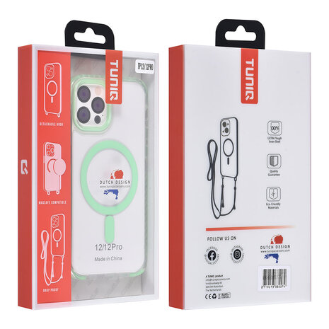 TUNIQ TUNIQ iPhone 12/12 Pro Backcover hoesje neck cord - magsafe - Groen TUNIQ TUNIQ iPhone 12/12 Pro Backcover hoesje neck cord - magsafe - Groen