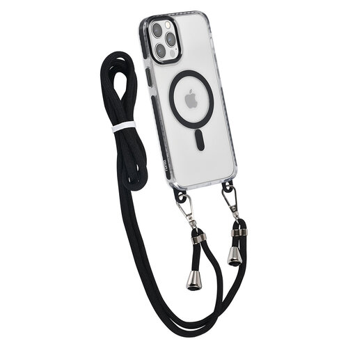 TUNIQ TUNIQ iPhone 12 Pro Max Back-Cover hul - neck cord - magsafe - Schwarz