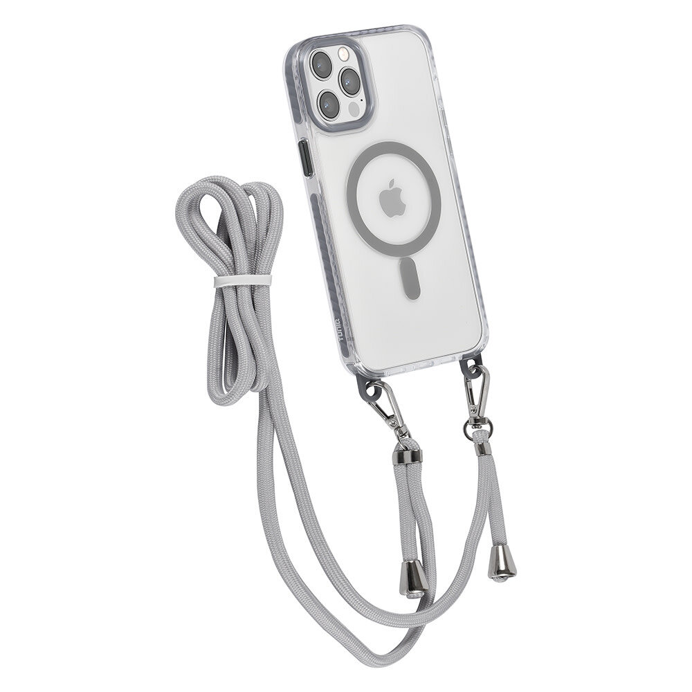 TUNIQ TUNIQ iPhone 12 Pro Max Backcover hoesje neck cord - magsafe - Grijs TUNIQ TUNIQ iPhone 12 Pro Max Backcover hoesje neck cord - magsafe - Grijs