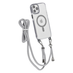 TUNIQ iPhone 12 Pro Max Back cover case - neck cord - magsafe - Grey