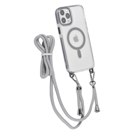 TUNIQ TUNIQ iPhone 12 Pro Max Backcover hoesje neck cord - magsafe - Grijs TUNIQ TUNIQ iPhone 12 Pro Max Backcover hoesje neck cord - magsafe - Grijs