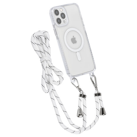 TUNIQ TUNIQ iPhone 12 Pro Max Back cover case - neck cord - magsafe - White TUNIQ TUNIQ iPhone 12 Pro Max Back cover case - neck cord - magsafe - White