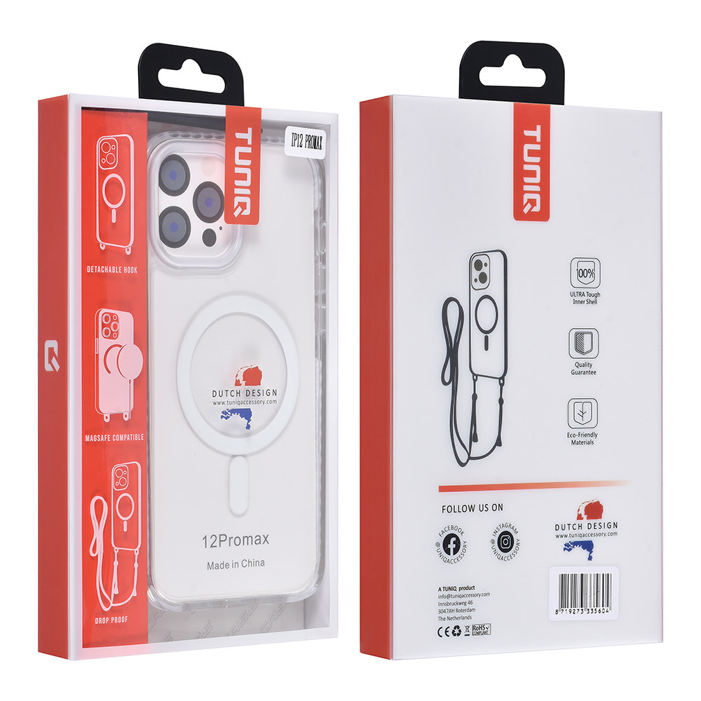TUNIQ TUNIQ iPhone 12 Pro Max Backcover hoesje neck cord - magsafe - Wit, foto 5 van 6