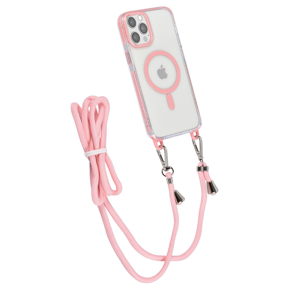 TUNIQ TUNIQ iPhone 12 Pro Max Back cover coque neck cord - magsafe - Rose TUNIQ TUNIQ iPhone 12 Pro Max Back cover coque neck cord - magsafe - Rose