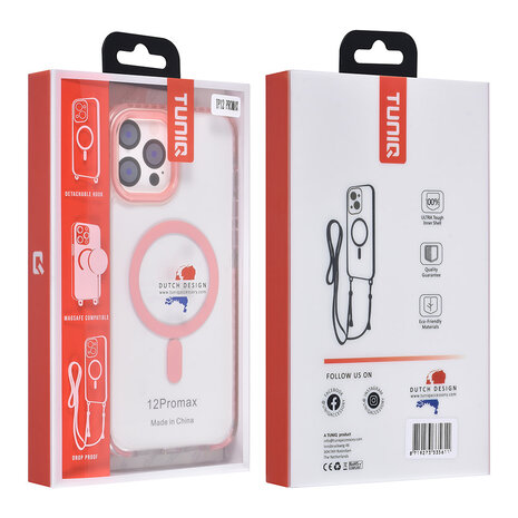 TUNIQ TUNIQ iPhone 12 Pro Max Back cover coque neck cord - magsafe - Rose TUNIQ TUNIQ iPhone 12 Pro Max Back cover coque neck cord - magsafe - Rose