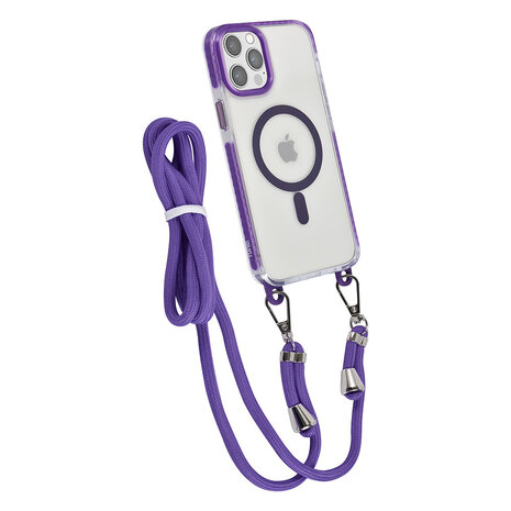 TUNIQ TUNIQ iPhone 12 Pro Max Back cover case - neck cord - magsafe - Purple TUNIQ TUNIQ iPhone 12 Pro Max Back cover case - neck cord - magsafe - Purple