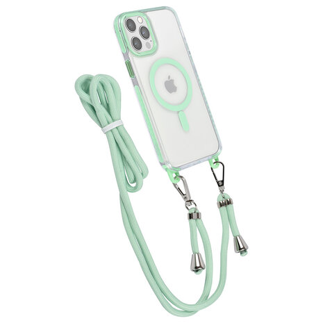 TUNIQ TUNIQ iPhone 12 Pro Max Backcover hoesje neck cord - magsafe - Groen TUNIQ TUNIQ iPhone 12 Pro Max Backcover hoesje neck cord - magsafe - Groen