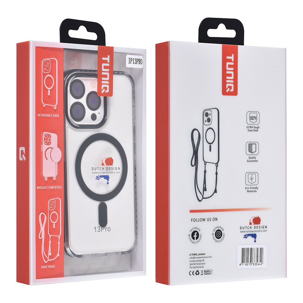TUNIQ TUNIQ iPhone 13 Pro Back cover case - neck cord - magsafe - Black TUNIQ TUNIQ iPhone 13 Pro Back cover case - neck cord - magsafe - Black