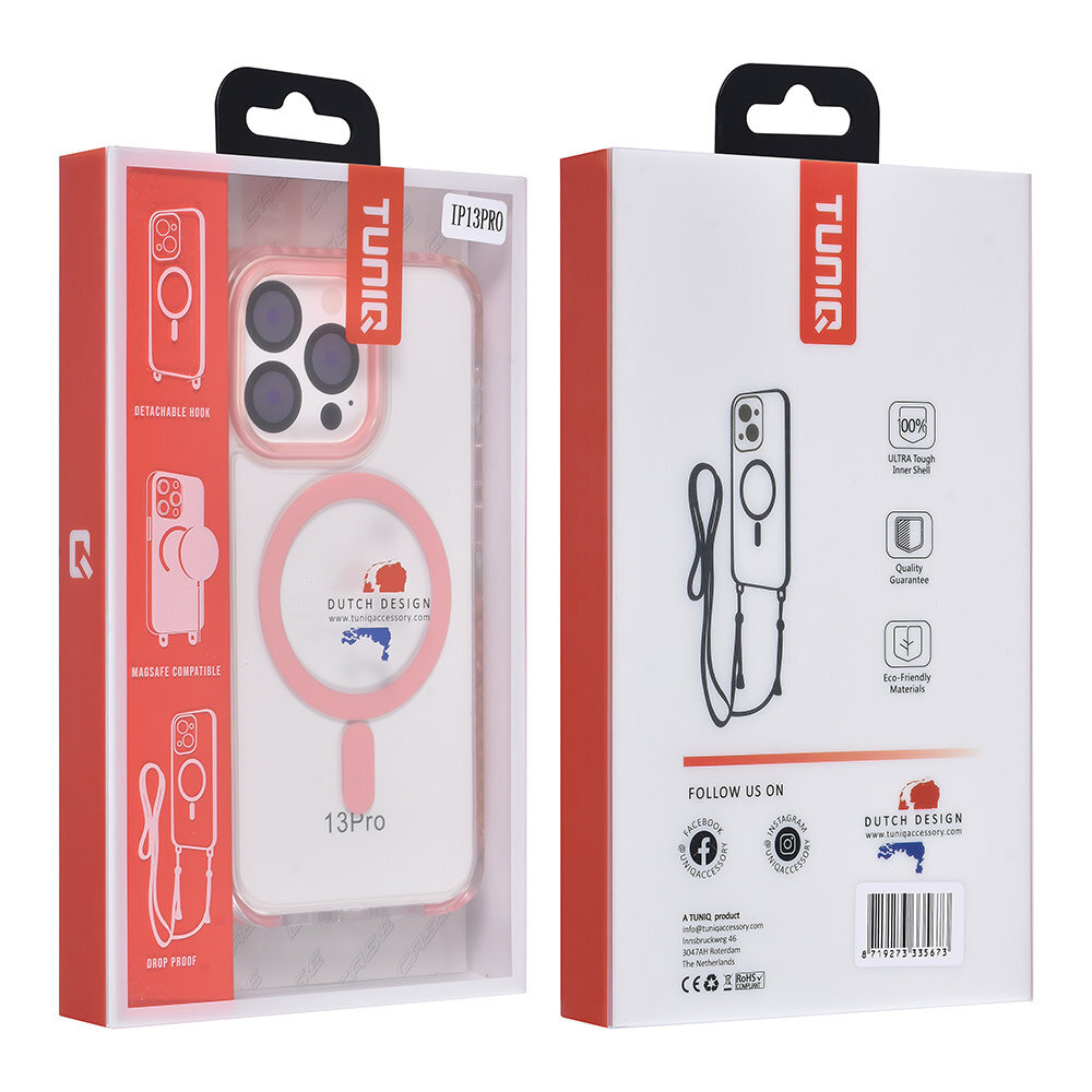 TUNIQ TUNIQ iPhone 13 Pro Back cover coque neck cord - magsafe - Rose TUNIQ TUNIQ iPhone 13 Pro Back cover coque neck cord - magsafe - Rose