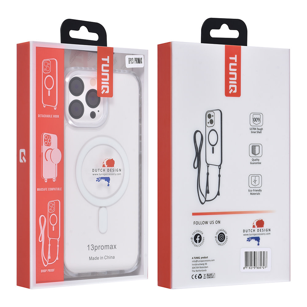 TUNIQ TUNIQ iPhone 13 Pro Max Backcover hoesje neck cord - magsafe - Wit, foto 5 van 6