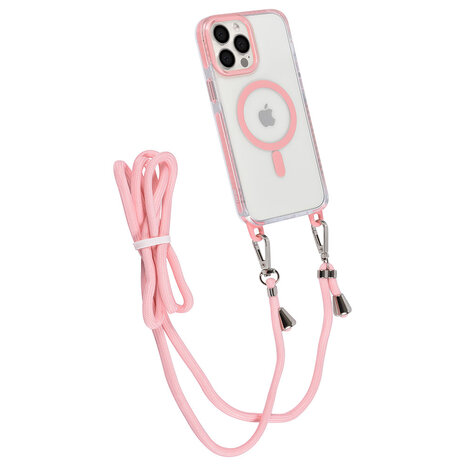 TUNIQ TUNIQ iPhone 13 Pro Max Back cover coque neck cord - magsafe - Rose TUNIQ TUNIQ iPhone 13 Pro Max Back cover coque neck cord - magsafe - Rose