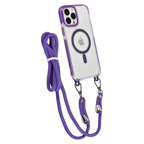 TUNIQ TUNIQ iPhone 13 Pro Max Back cover case - neck cord - magsafe - Purple TUNIQ TUNIQ iPhone 13 Pro Max Back cover case - neck cord - magsafe - Purple