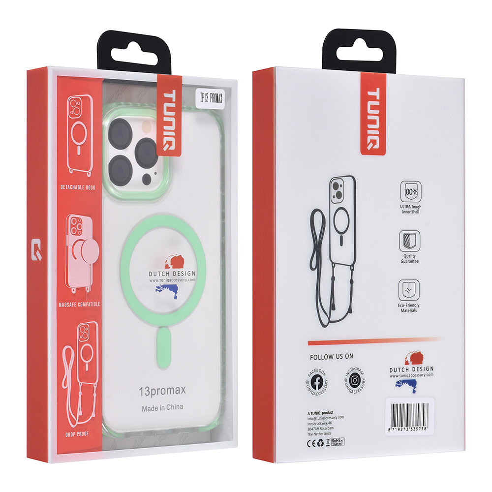 TUNIQ TUNIQ iPhone 13 Pro Max Back cover coque neck cord - magsafe - Vert TUNIQ TUNIQ iPhone 13 Pro Max Back cover coque neck cord - magsafe - Vert
