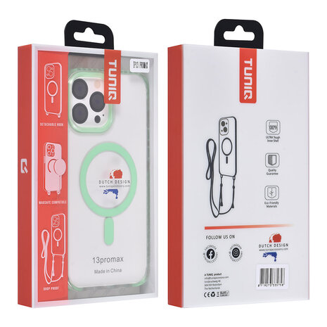 TUNIQ TUNIQ iPhone 13 Pro Max Back cover coque neck cord - magsafe - Vert TUNIQ TUNIQ iPhone 13 Pro Max Back cover coque neck cord - magsafe - Vert