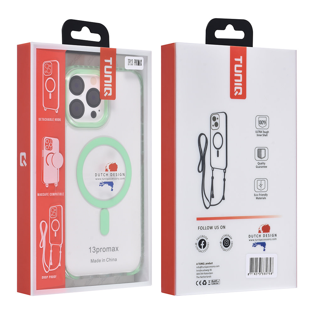 TUNIQ TUNIQ iPhone 13 Pro Max Backcover hoesje neck cord - magsafe - Groen, foto 5 van 6