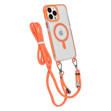 TUNIQ TUNIQ iPhone 13 Pro Max Back-Cover hul - neck cord - magsafe - Orange TUNIQ TUNIQ iPhone 13 Pro Max Back-Cover hul - neck cord - magsafe - Orange
