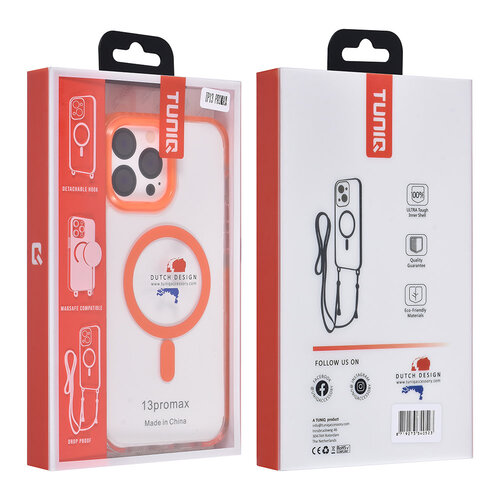 TUNIQ TUNIQ iPhone 13 Pro Max Back-Cover hul - neck cord - magsafe - Orange